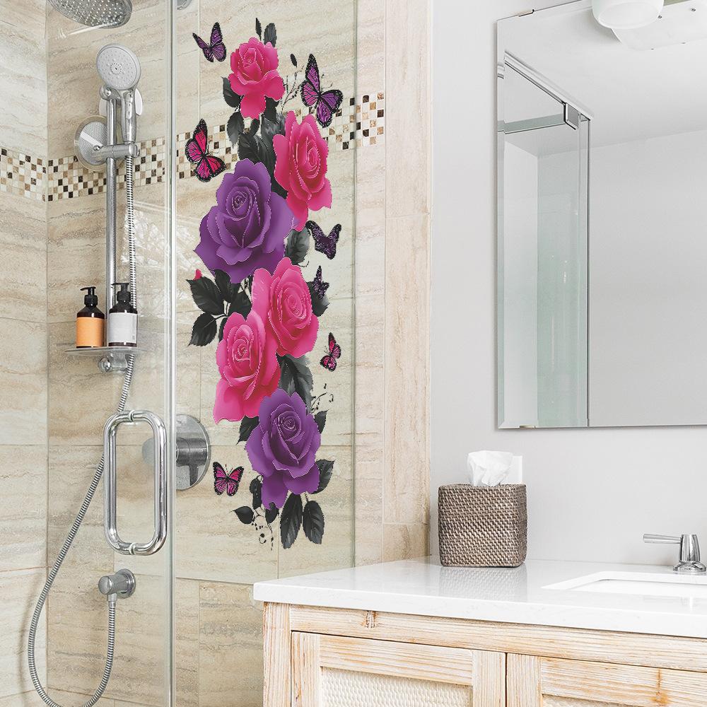Creative Retro Purple Vine Bathroom Decoration and Beautification Stickers