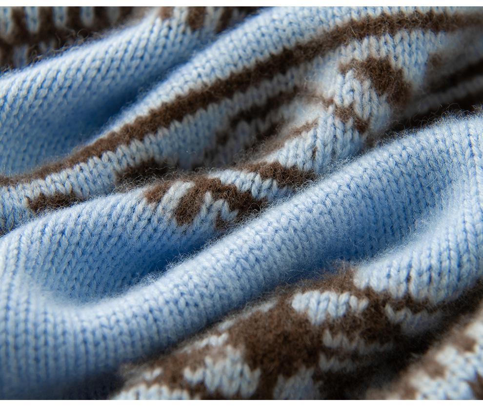 2026 Autumn/Winter Jacquard Cashmere Cardigan: Women's Lapel Base Layer, Gentle Style, Loose Fit, Warm Outerwear