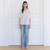 Women Ruffle V Neck Cotton Blouse T264mbl225w