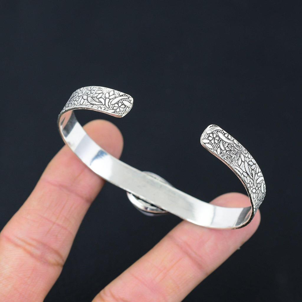 Pear Blue Lace Agate Gemstone Artisan Wedding Elegant Bangle 925 Sterling Silver