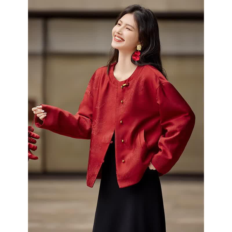XWI Women s New Chinese Style Jacquard V-Neck Jacket XL