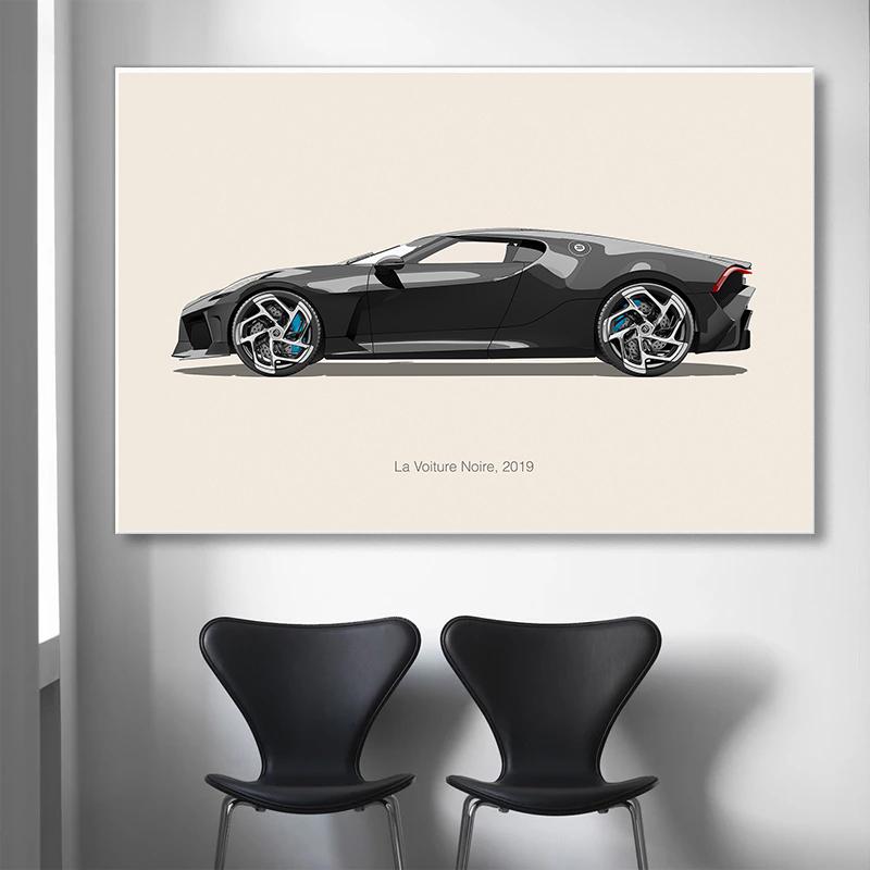 Minimalist Sports Car Posters Vintage  Luxury Car Porsche Ferrari Prints Canvas Painting Wall Art Pictures Kids Boys Room Decor