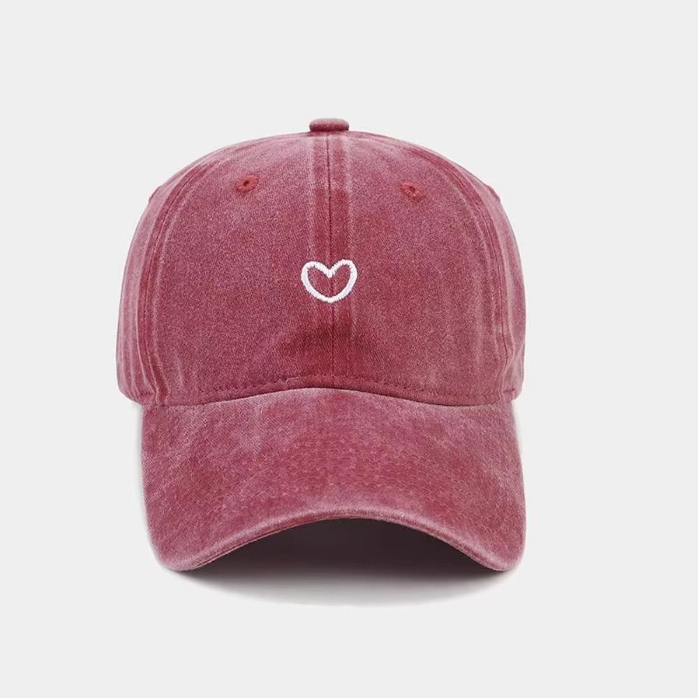 

Embroidered Love Sun Hat Soft Top Camping Hat Casual Summer Snapback Hats Women Men вина червоного кольору