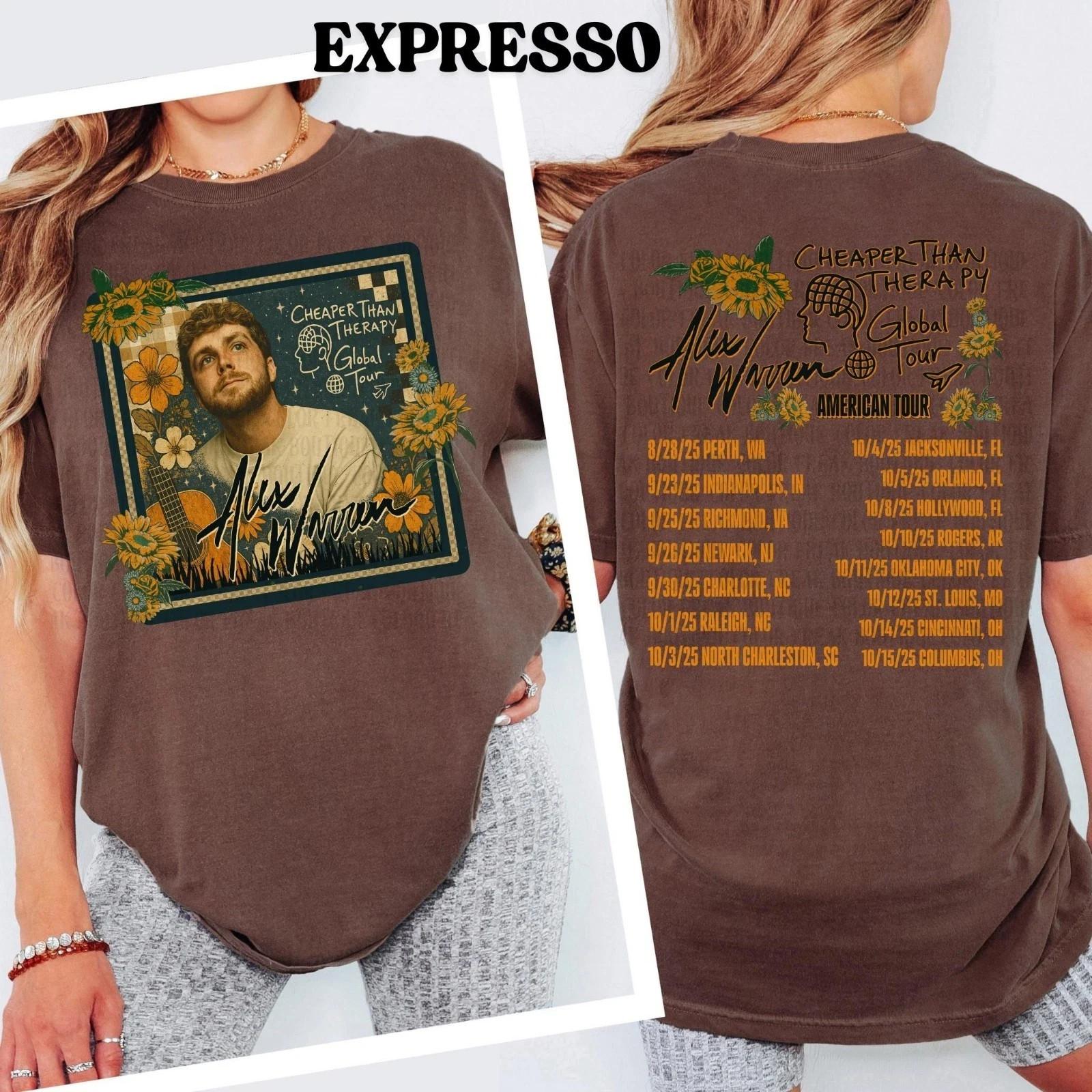 Alex Warren Tour 2026 Cheaper Than Therapy Ordinary T-Shirt For Concert Outfit XXL