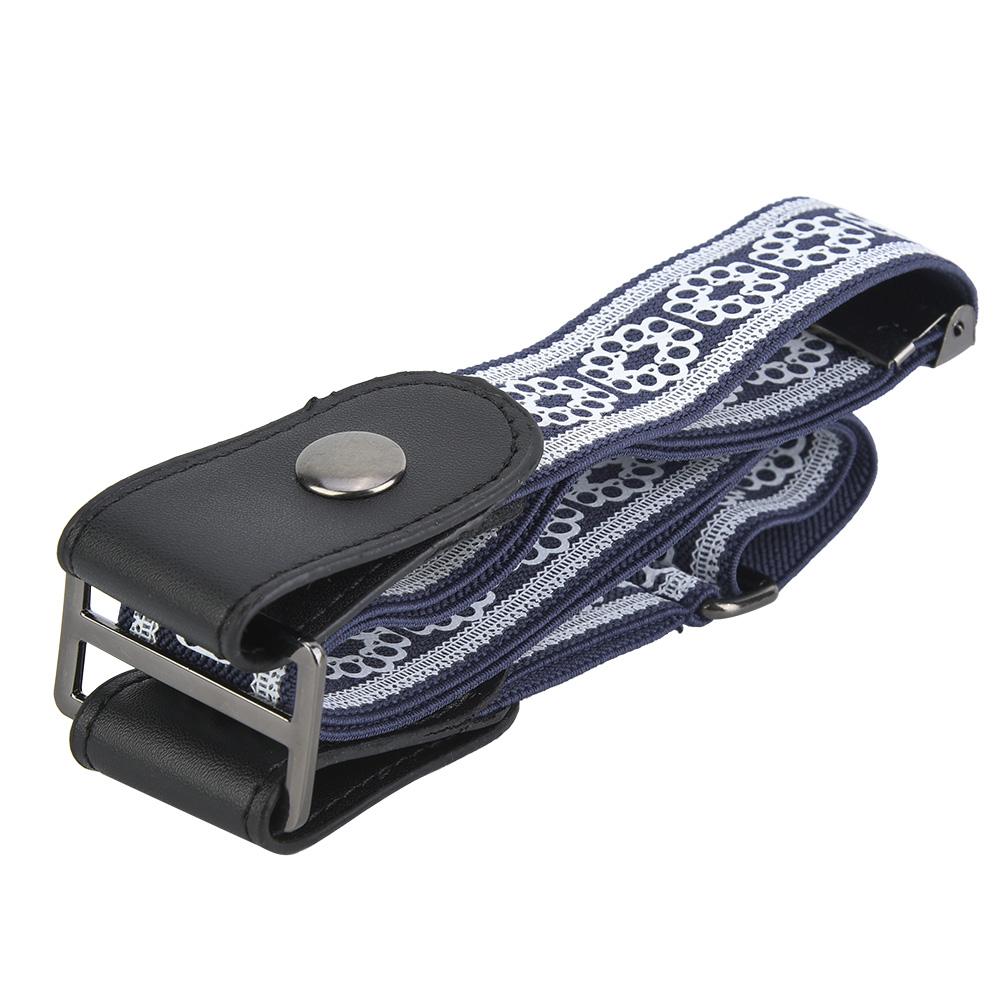 

Women Men Elastic Comfortable Waist Belts Buckle Free 2 Colors Waistband(Печатный синий)