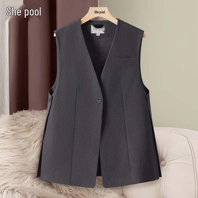 

Женский приталенный жилет с V-образным вырезом и одной пуговицей M