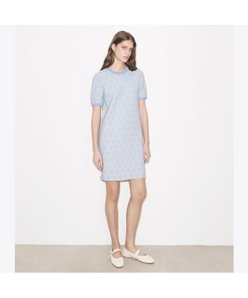 Tolibeochi Viscose Crewneck Dress - Vanilla / Blue