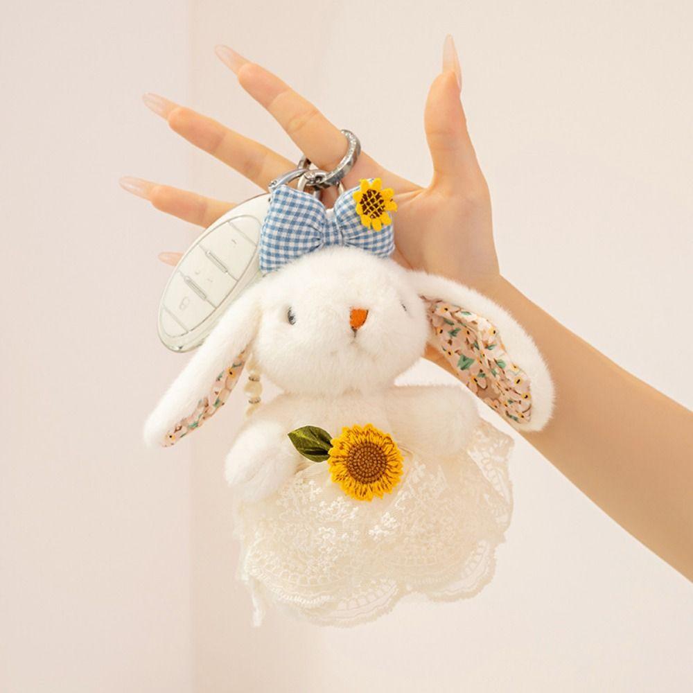 Bowknot Drooping Ear Rabbit Pendant Plush Stuffed Bag Hanging Pendant  Bag Backpack Decor