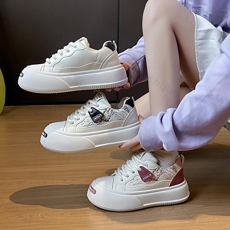 Spring Autumn Women's Sports Shoes 2025 New Fashion Lace Up Platform Sneakers Comfortable Height Increase Non Slip Casual Shoes