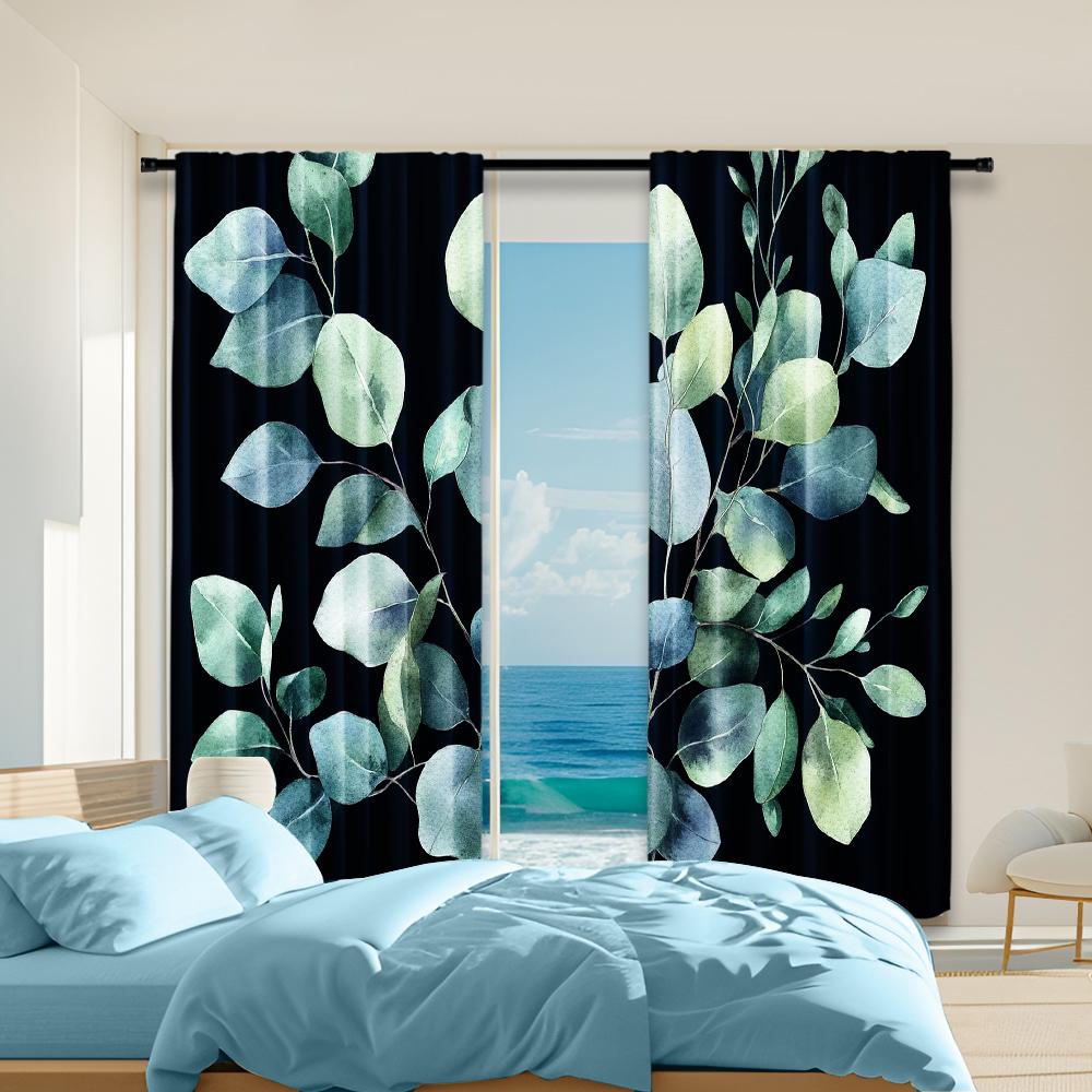 

2 шт., универсальные полиэстеровые прозрачные шторы для украшения дома Лиственный цветочный 1 для использования в спальнях и гостиных 29x65in(75x166cm)