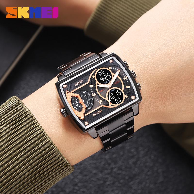 Shikemei Men's Multi-Time Zone Luminous Waterproof Dual-Movement Watch