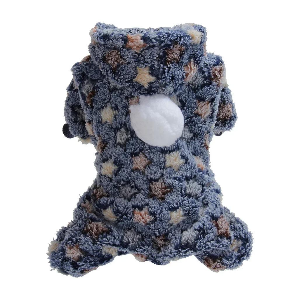 Pet Clothes Flannel Dog Costume Dog Cold Weather Coats Cat Apparel Soft Flannel Doggie Jumpsuit Clothes Pet Four Legged Pajamas