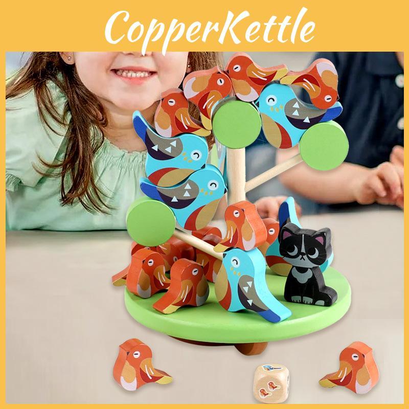 Wooden Bird Stacking Balance Tree Toy Puzzles For Kids Educational Family Play