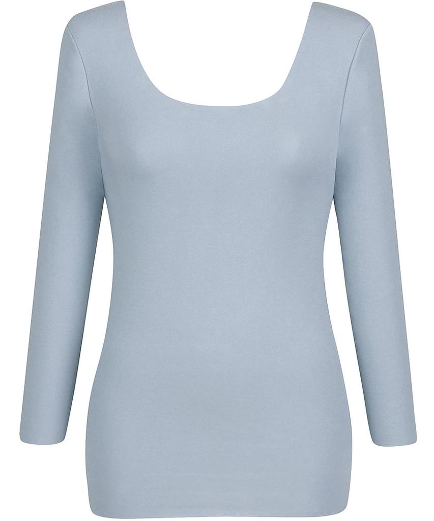 Inner Smooth to the Luxurious Comfortable LL Wing/Wacoal Women's Top, Touch, Warm, 3/4 Sleeves, U-Neck, Cotton, Flat, EL4869, GB,