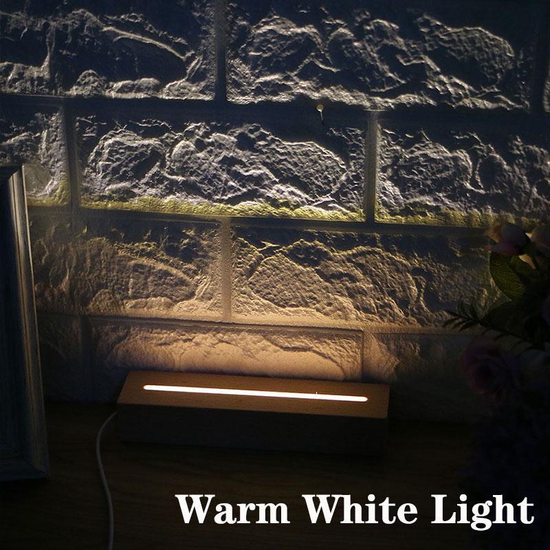 1 Stück Harz-Display-beleuchtete Basis, warmweiß/weiß/mehrfarbig, rechteckige LED-Lichtbasis aus Holz für Display, Kristallglas, Nacht-beleuchtete Basis, DIY