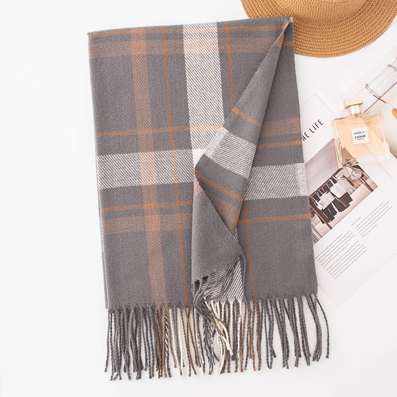Plaid Scarf Women's Winter High-end Sense New Autumn and Winter Thickened Versatile Atmosphere Warm Scarf