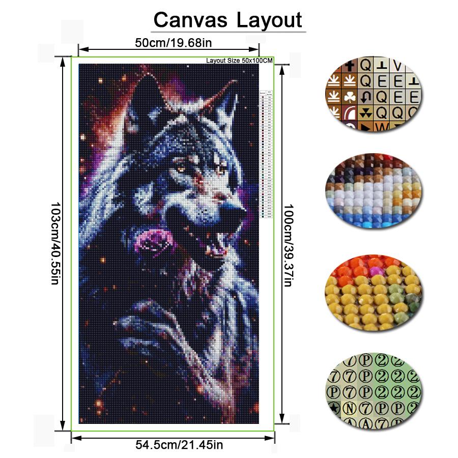 Wolf Rose Large Size Diamond Painting New Collection Wild Animals Diy Full Drill Rhinestone Embroidery Mosaic Cross Stitch Kits