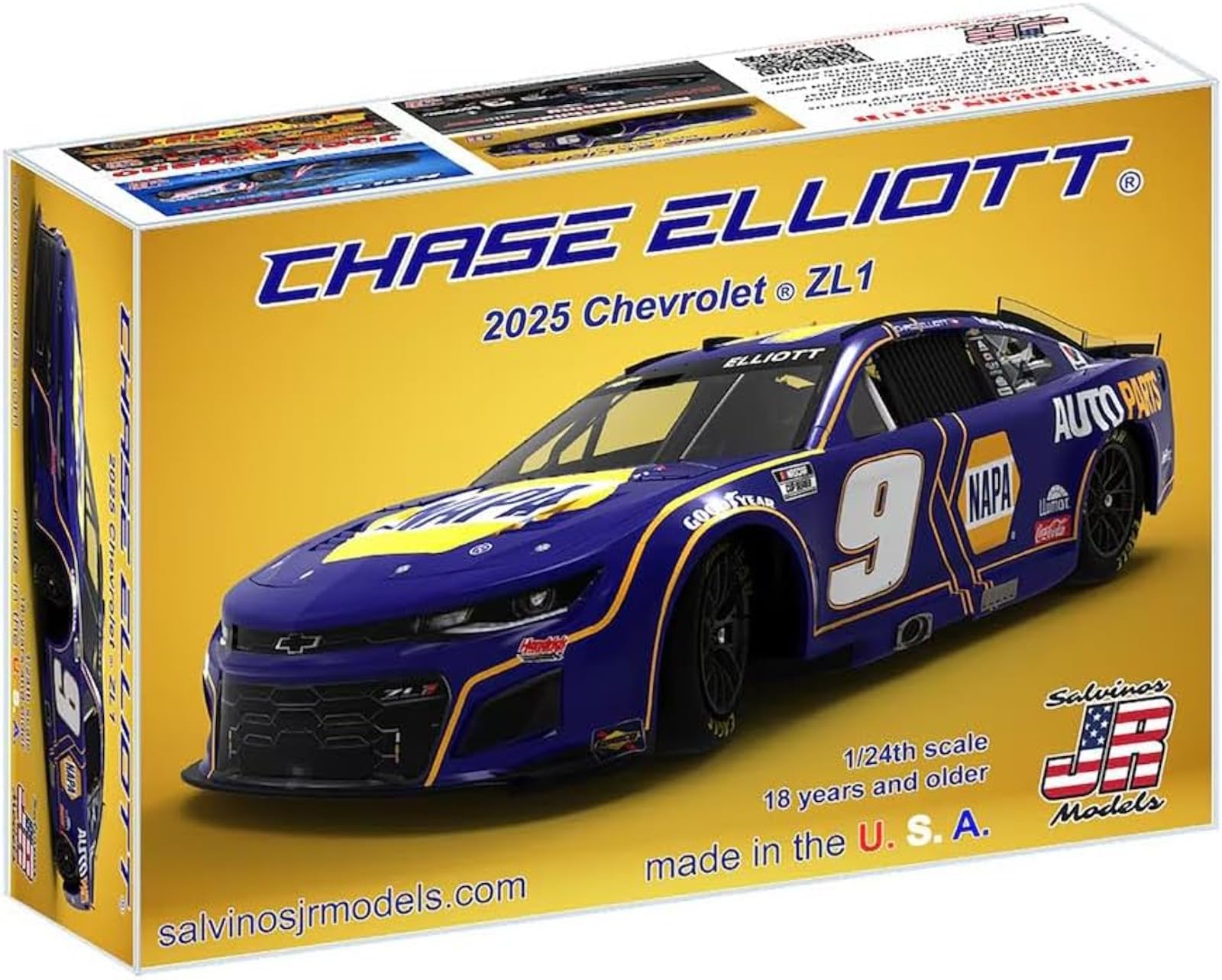 

Salvinos Jr Модели Чейз Эллиот Основной NAPA Chevrolet Camaro NASCAR 2025 Пластиковая модель HMC2025CEP 1/24 #9