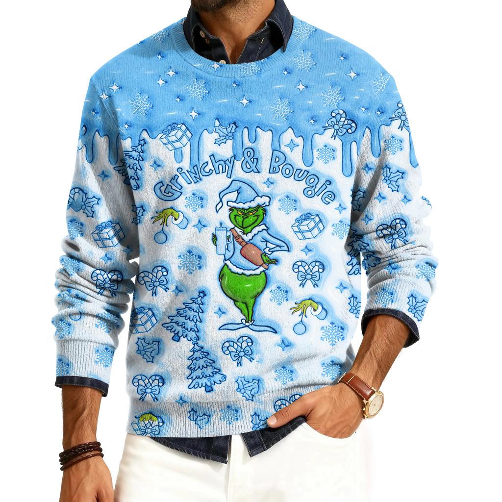 Herre Rund Hals Langermet Ribbestrikket Pullover