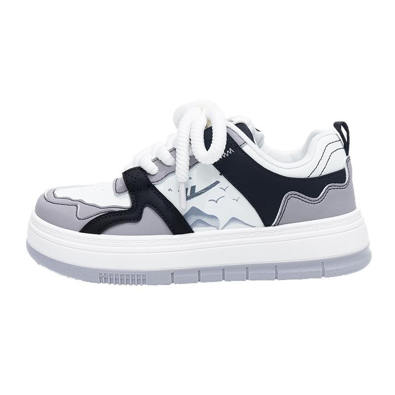 Landscape painting thick rope lace platform shoes design sense four seasons board shoes outdoor feet small casual shoes women