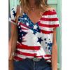 New American Independence Day Women's 3D Printed V-neck T-shirt
