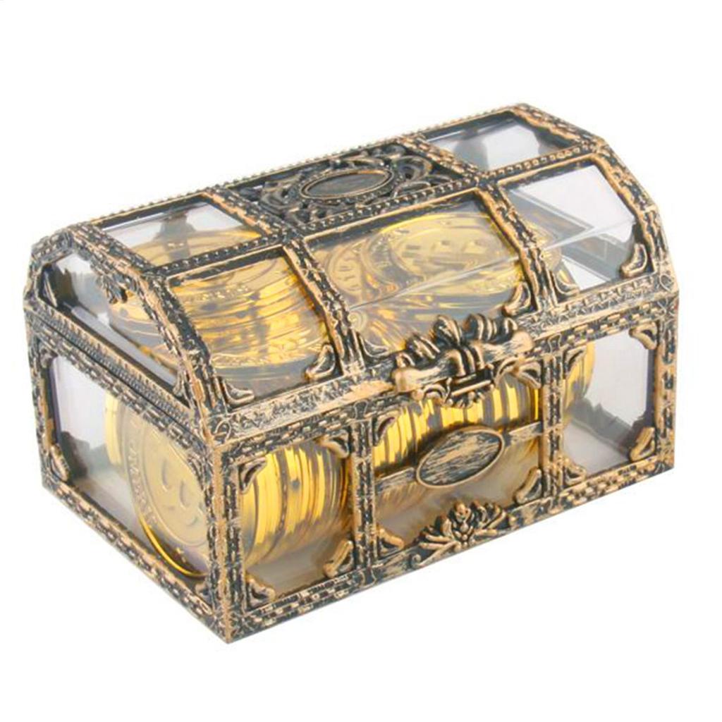 ABS Transparent Pirate Treasure Box Crystal Gem Jewelry Box Storage Organizer Chest Treasure for Jewelry Gem Trinket Box for Kid