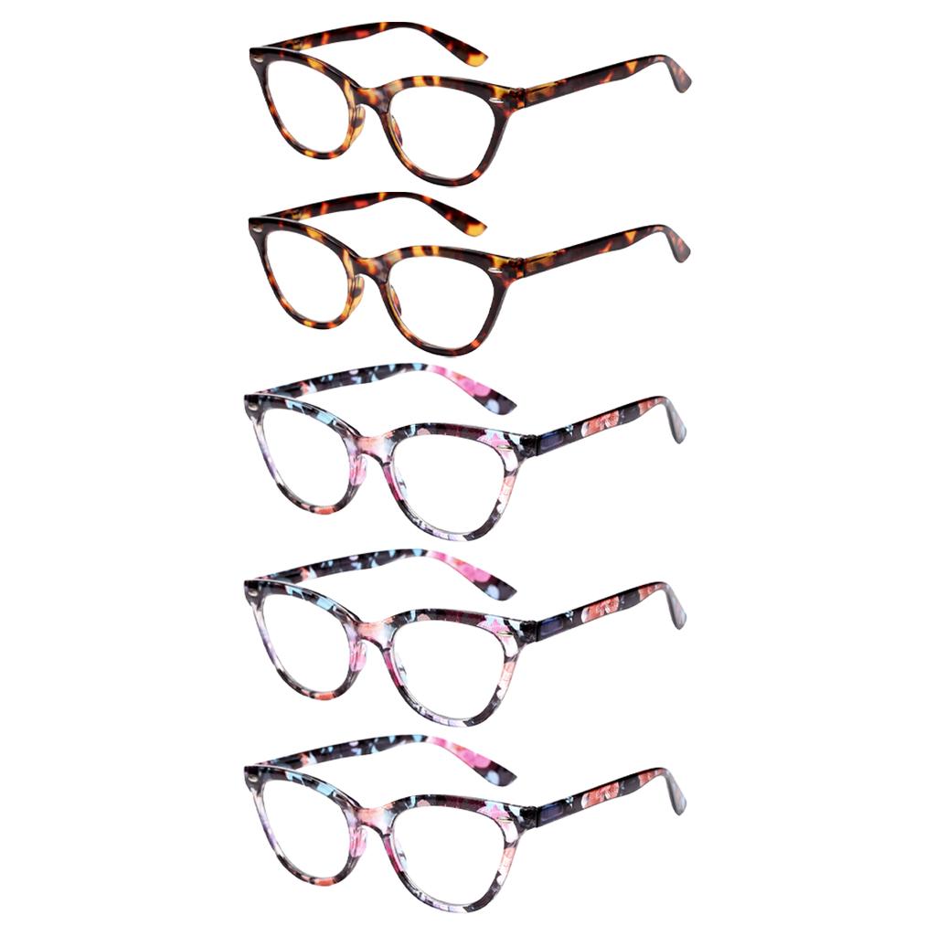 5PCS Women Flowers Elegant Comfortable Reading Eyeglasses Fashion Anti-Blue Light Reading Glasses Urltra-Light Eye Protection