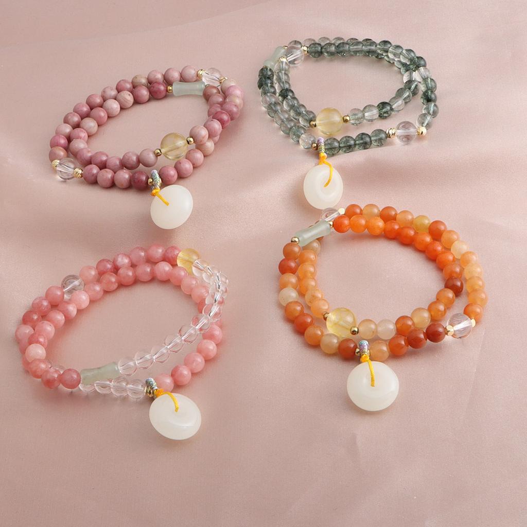 New Chinese bracelet amethyst Myanmar jade sun stone chalcedony safety buckle double circle crystal bracelet versatile bracelet