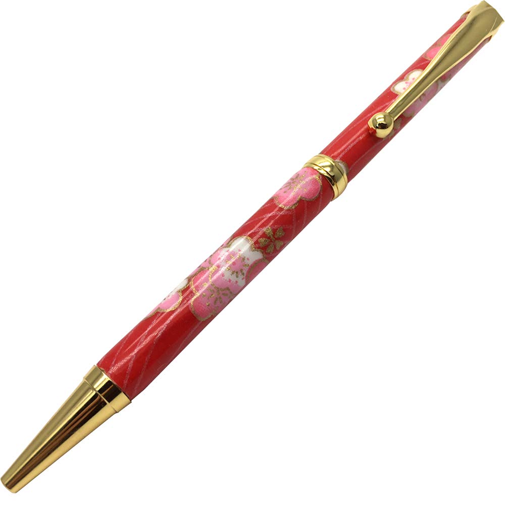 

Mino Washi Ballpoint Pen Plum and Ome Wave Red