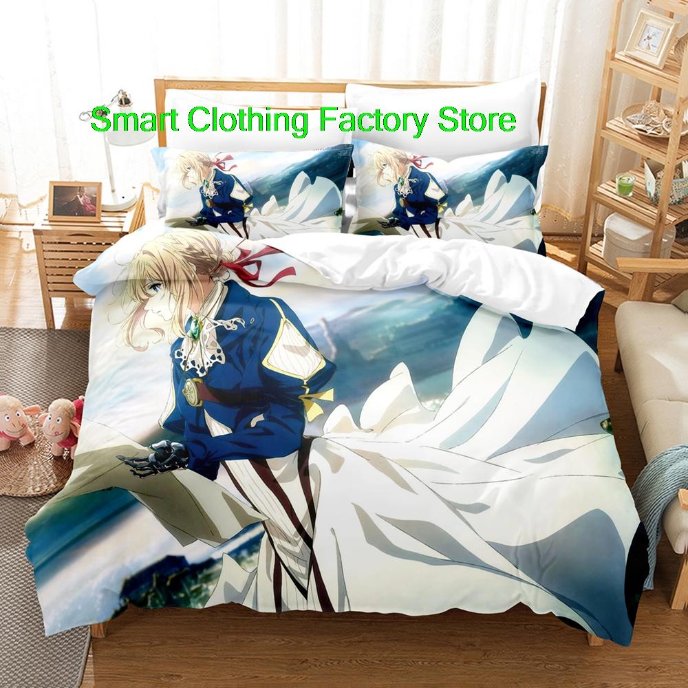 Comforter Single Twin Full Queen King Size Bed Set Teenagers Bedroom s Fashion Bed Violet Evergarden Bedding Set