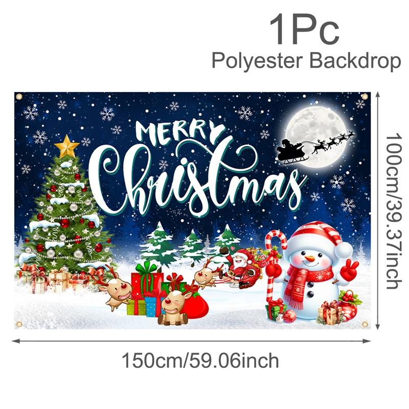 Merry Christmas Backdrop Banner Santa Snowman Background Christmas Decorations for Home2026 Navidad Noel Xmas Gifts NewYear 2026