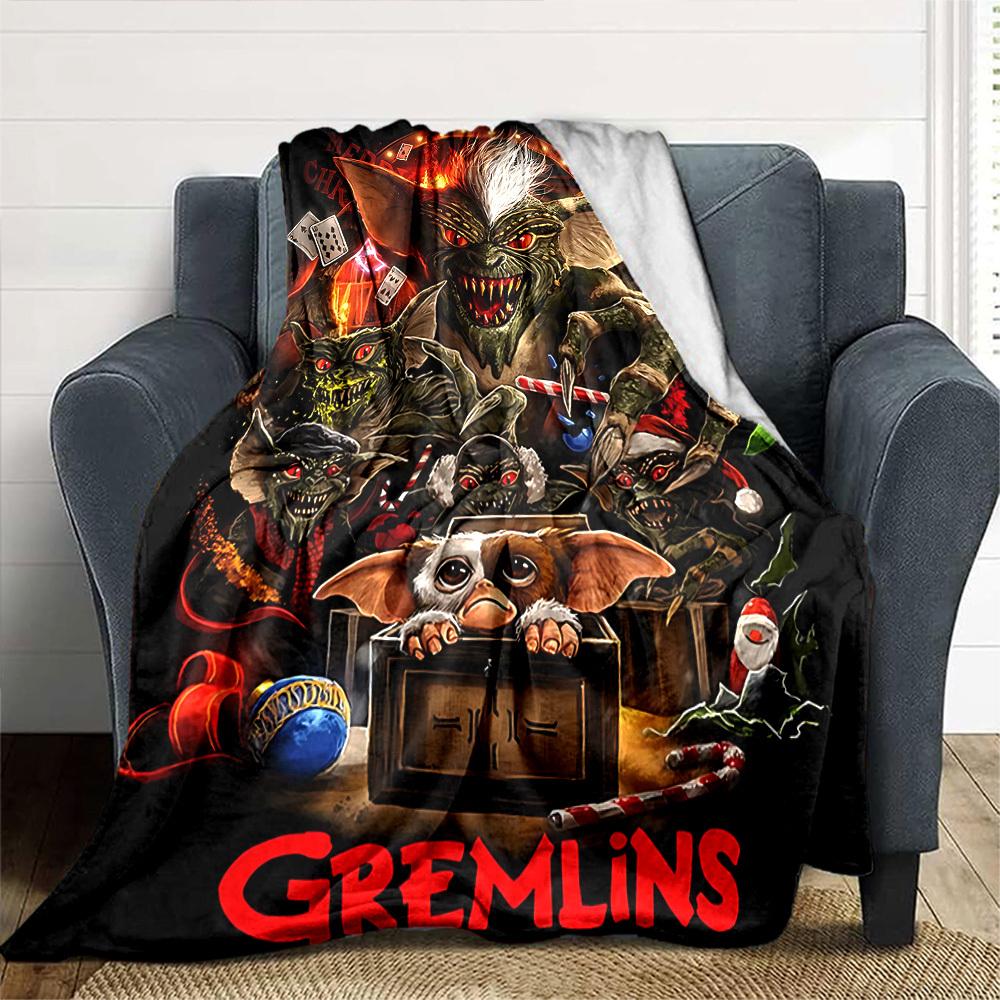 1pc Gremlins Christmas Throw Blanket Soft Flannel, Cozy All Season Polyester Perfect for Home, Office