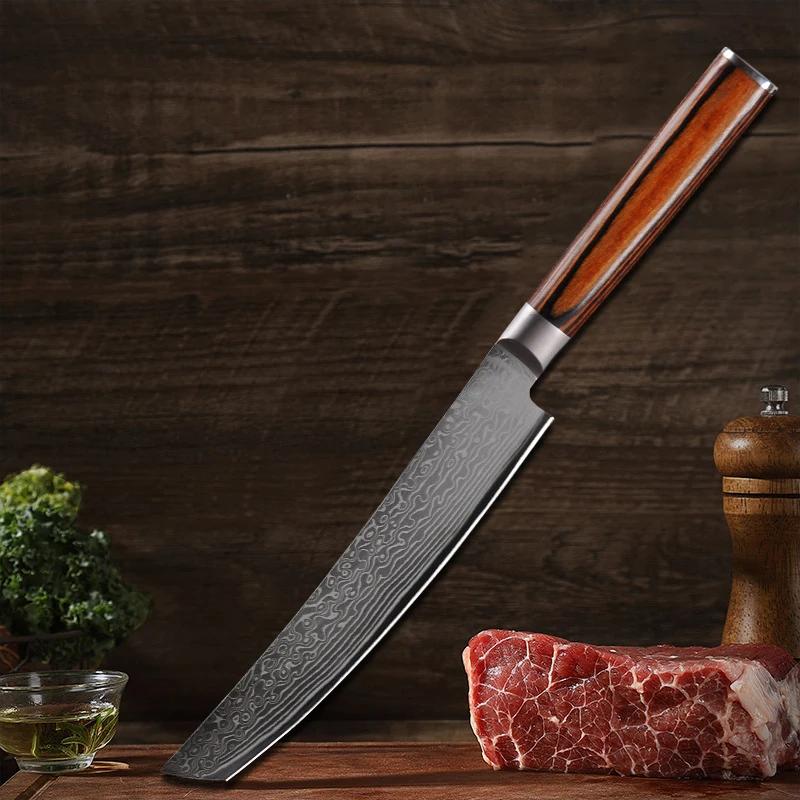 Damascus Staal Keuken Chef Mes Uitbeen Snijmes Slagersmes Vlees Vis Sushi Mes Professionele Kookmes