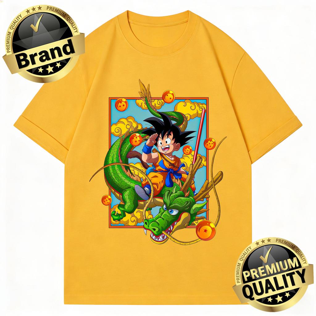 Dragon Ball 2026 New Hot Summe Retro Pure Cotton Men's T-Shirt Kid Goku Shenron Design Oversized Casual Unisex Kids Streetwea