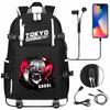 Anime Cloud Print USB Backpack for Teens Students Casual Large Capacity Travel Daypack