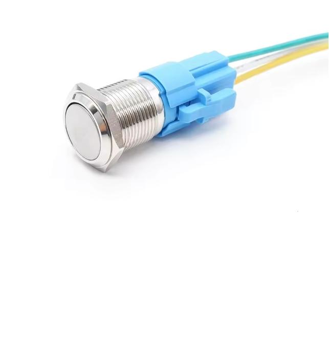 

16/19/22mm Metal Push Button Switch With Socket No LED High Head Flat Head Waterproof Momentary Fixed self-locking Power Switch No LED&16mm with wire&self-resetting