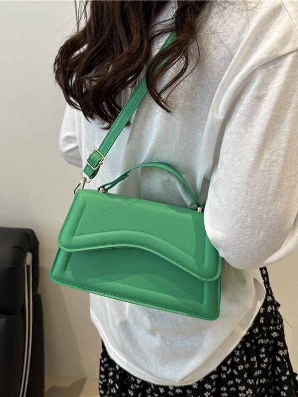 Retro Solid Color Crossbody Bag - Fashionable Simple Design, Commuting Shoulder Handbag, Small Square Shape