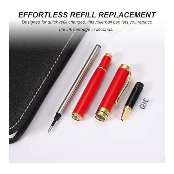 PATIKIL Premium Metal Rollerball Pen, 0.5mm Black Ink, Metal Ballpoint Pen, Luxury Finish for Men and Women, Office Signing, Writing, Gift, Black