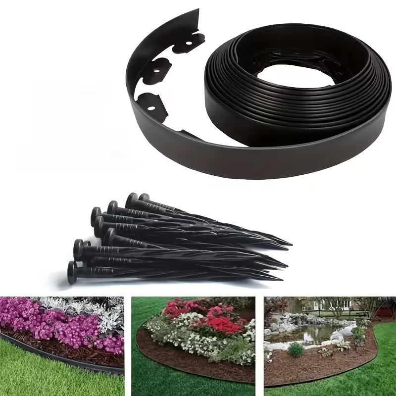 1set Garden Isolation Belt Kit Garden Edge Strips With 30 Ground Nails Anchors For Garden Lawn Isolation Garden Accessories