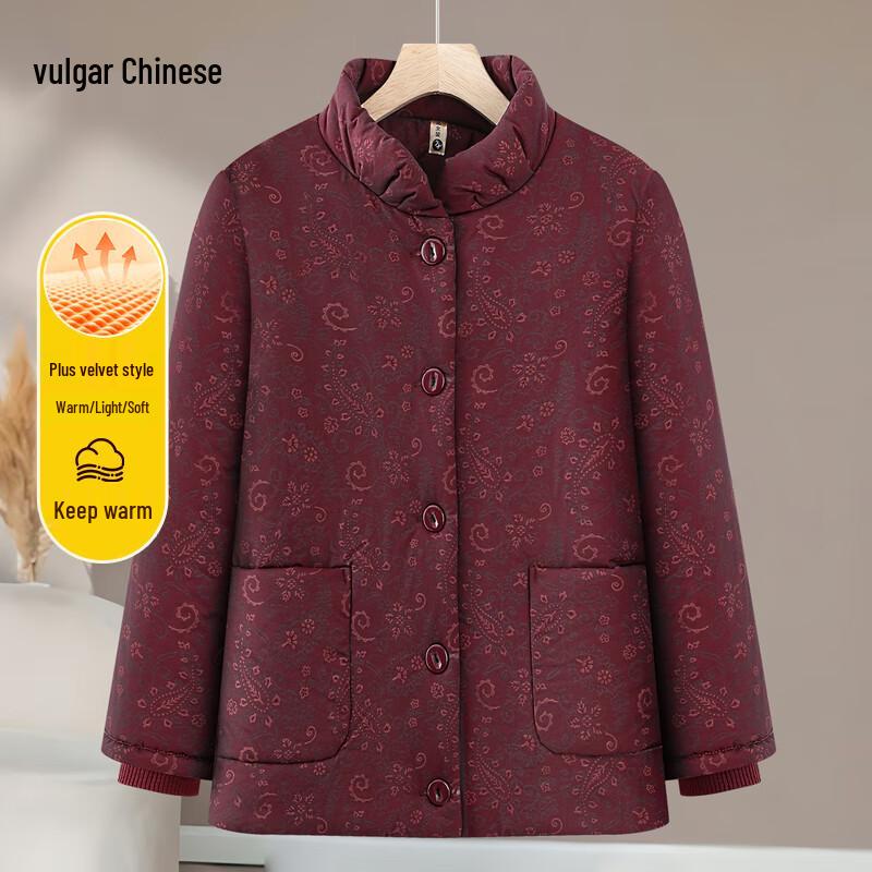 

Women s Plush Lined Cotton Coat for Middle-Aged & Elderly 5XL