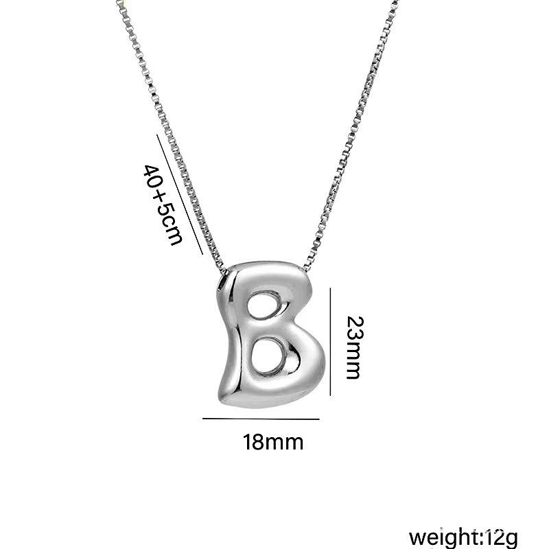 Charming Chubby Brass Polished 26-Letter Silver Pendant Necklace for Women