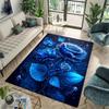 Blue Rose & Butterfly Non-Slip Area Rug - Soft Washable Mat for Living Room Hallway Bathroom Decor, Floral Floor Cushion