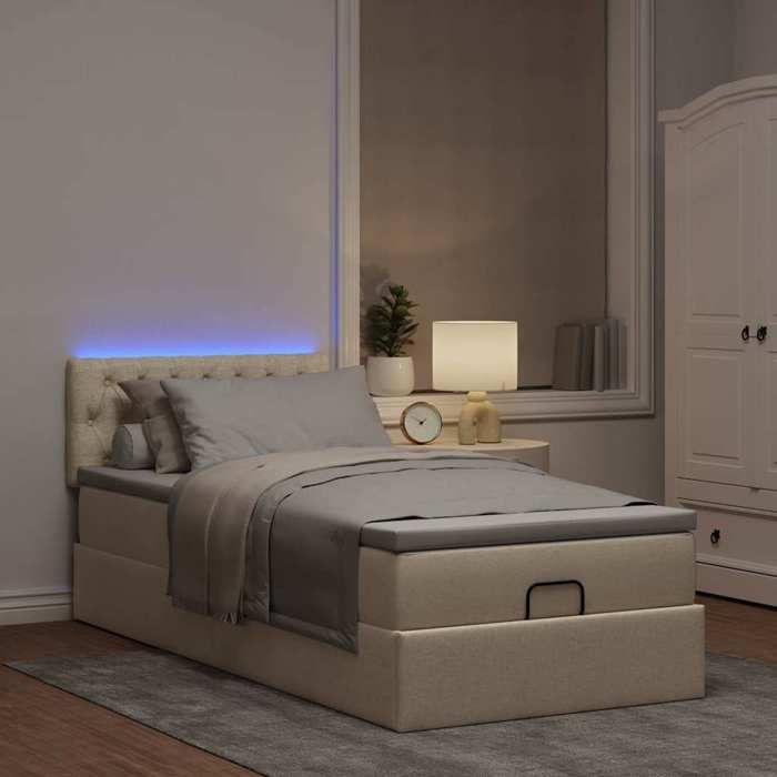 Lit Ottoman - Maison Exclusive - Storage with Integrated LED - 90x200 Cm - Pocket Spring Mattress 20 Cm