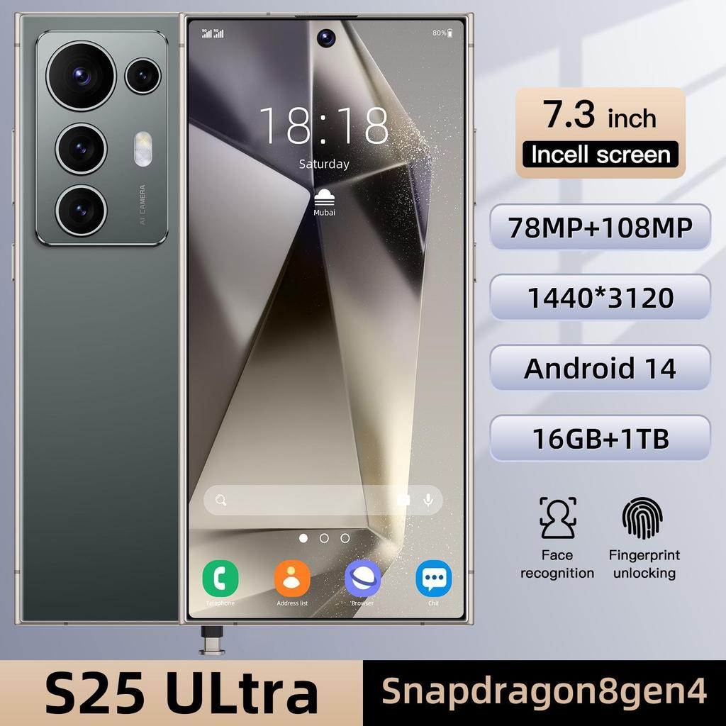 S25 Ultra 7.3-inch Android Smartphone, 4GB RAM+128GB Storage, HD Display, True 4G Global Version - Awaiting Shipment