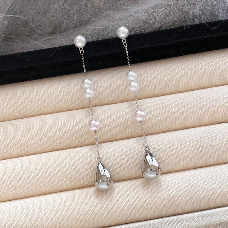 2026 New Water Droplet Imitation Pearl Tassel Earrings for Women Girls Elegant Fashion Long Dangle Earrings Jewelry Accessories