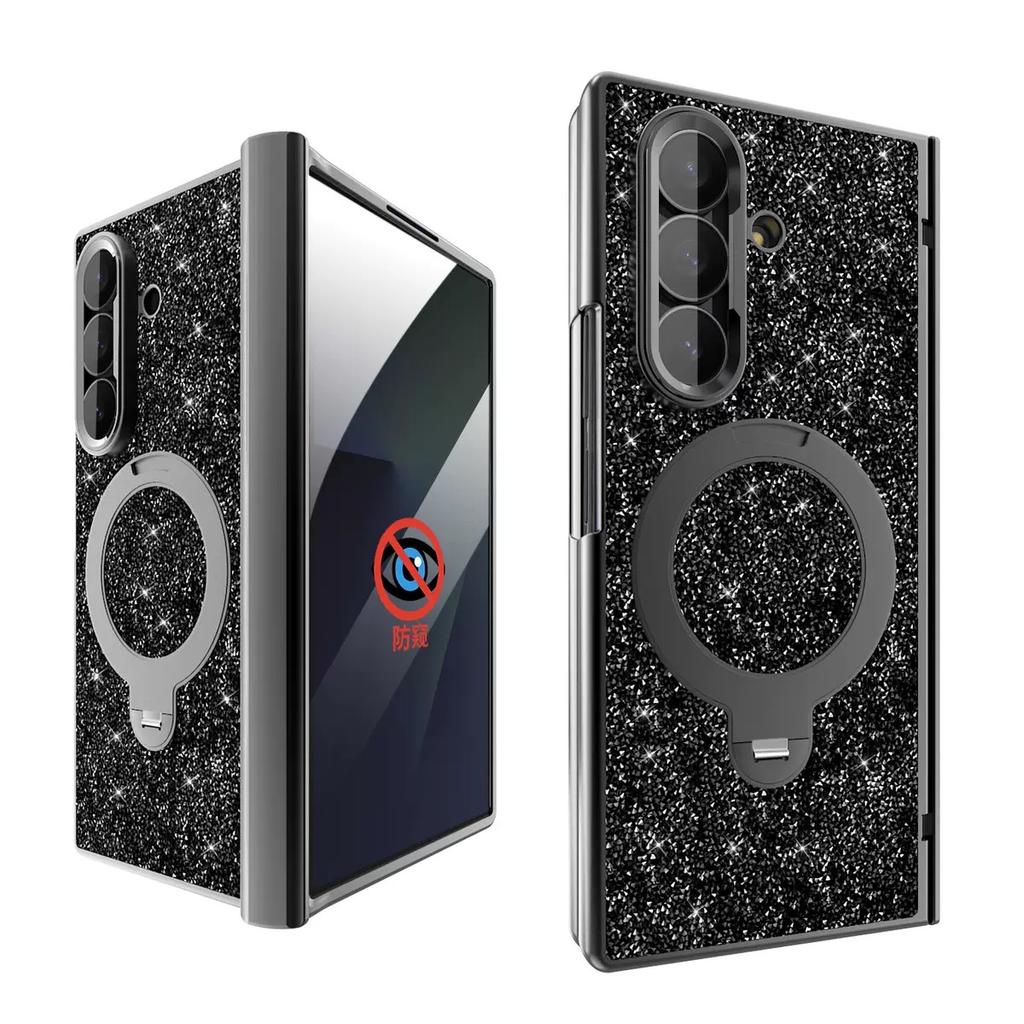 Luxury Diamond Crystal Magnetic Phone Case with Anti-privacy for Samsung Galaxy Z Fold 7 ZFold 6 PC Phone Case