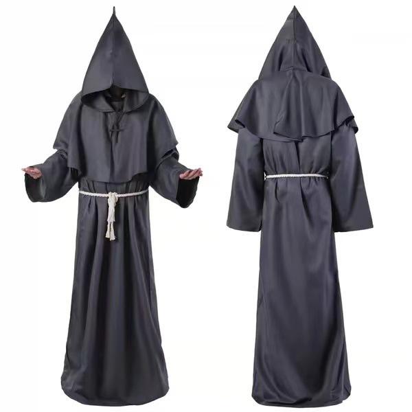Halloween Medieval Monk Robe Costume - Friar, Wizard, and Priest Cosplay Outfit for Stage
