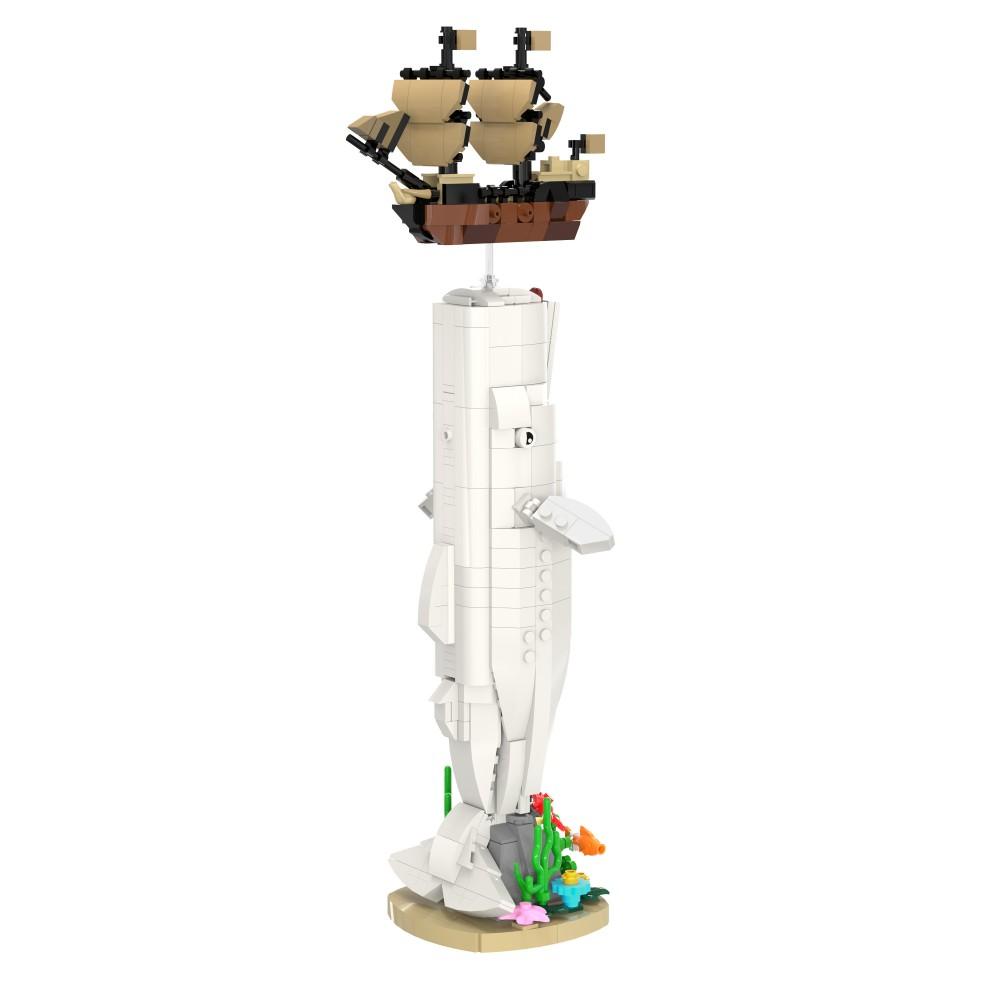MOC Moby Dick Building Blocks Model Deep Sea Moby Dick Bricks White Whale Assemble Educational Toys Kids DIY Birthday Gifts