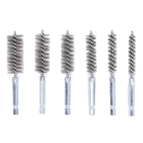 Drill Brush, Hex Shank Screw Cleaning, Polishing, Rust Removal, Bore Brush, Wire Brush, Cleaning Brush, Set of 6 (Steel Wire, Silver)