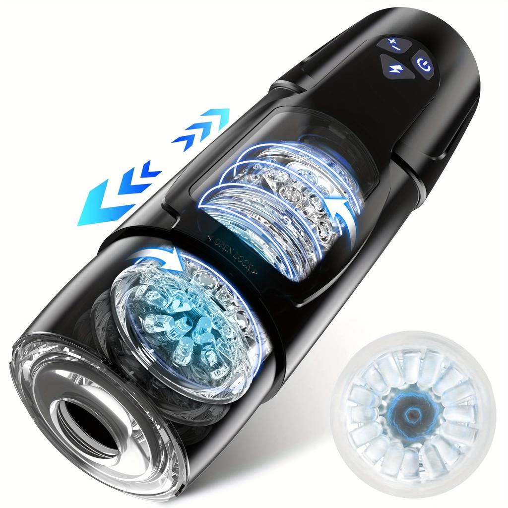 1pc Automatic Male Masturbator Cup, Penis Pump Enlargement, Fully Waterproof Male Masturbators Sex Toy Pocket Pussy With 7 Sucking Rotating, Blowjob M